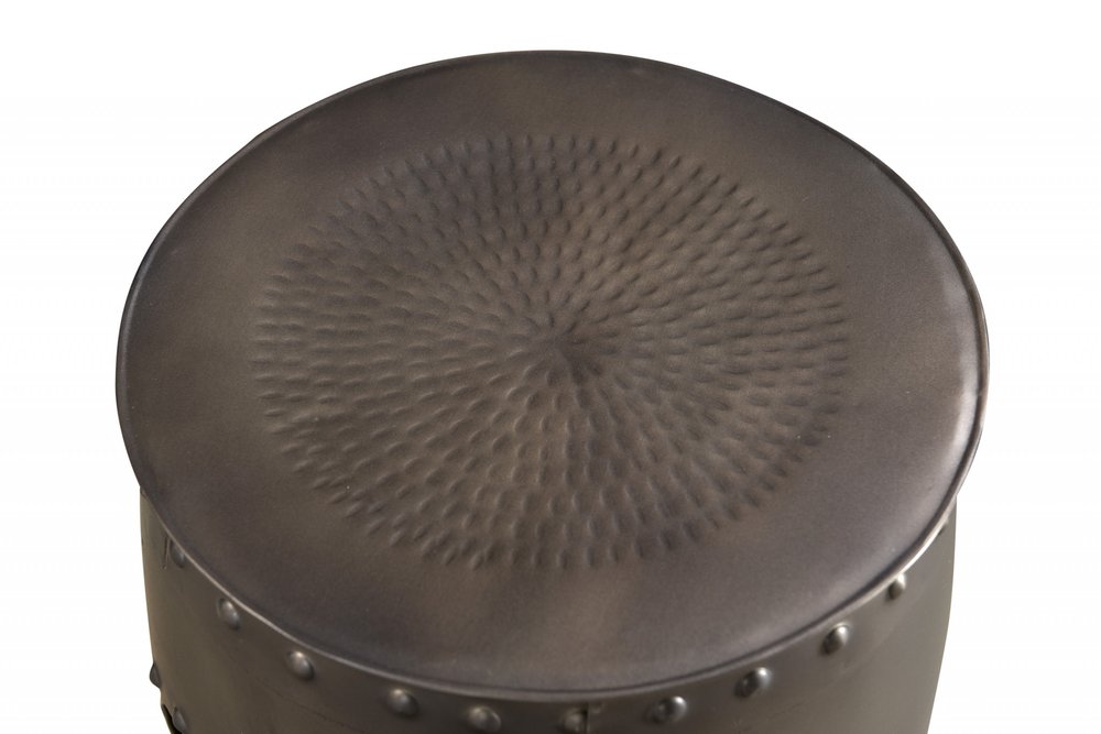 Set of Two Nickel Iron Round Drum End Tables HomeRoots