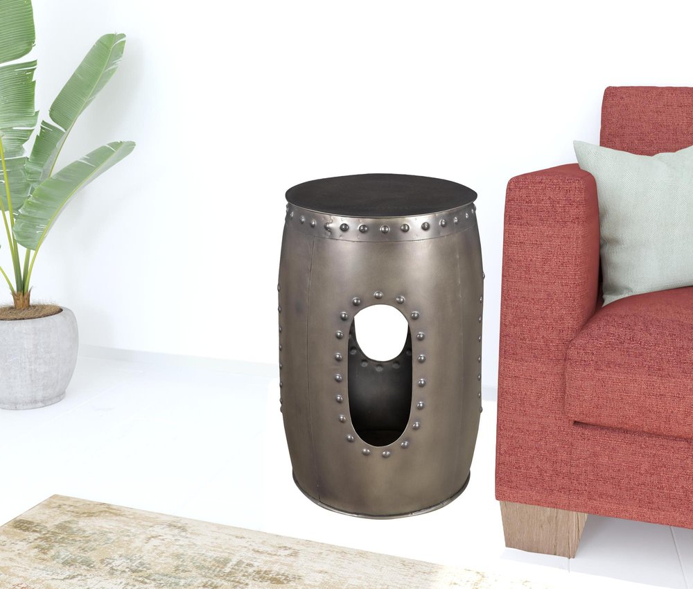 20" Nickel Iron Round End Table HomeRoots