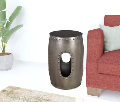 20" Nickel Iron Round End Table HomeRoots