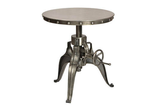 21" Silver Metal And Iron Round End Table HomeRoots