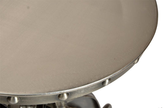 21" Silver Metal And Iron Round End Table HomeRoots