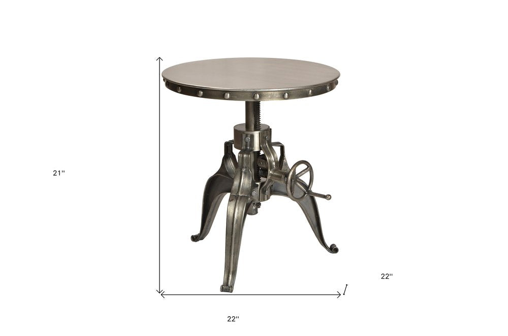 21" Silver Metal And Iron Round End Table HomeRoots