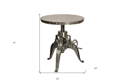 21" Silver Metal And Iron Round End Table HomeRoots