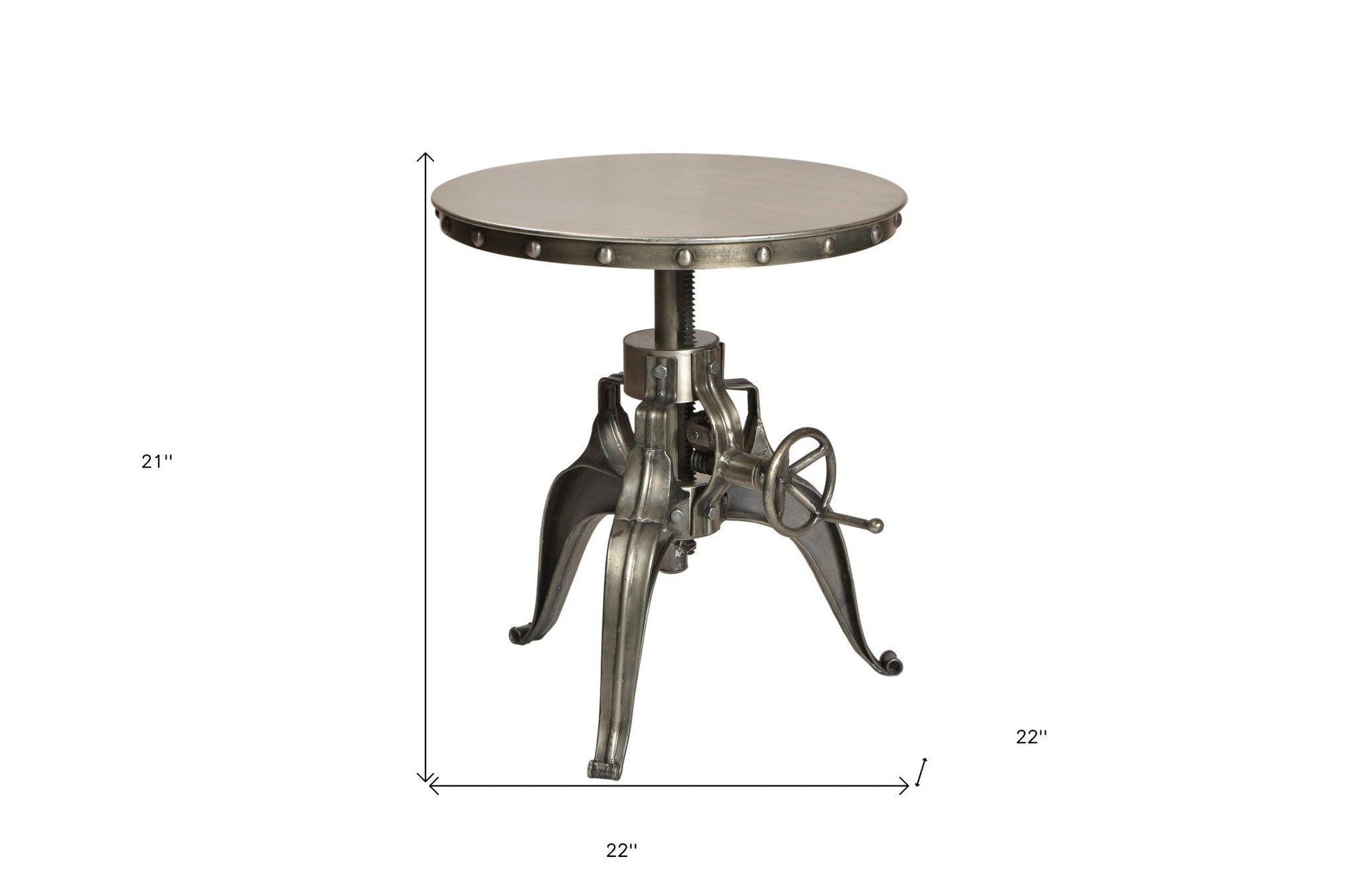 21" Silver Metal And Iron Round End Table - FurniFindUSA