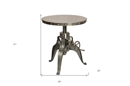 21" Silver Metal And Iron Round End Table - FurniFindUSA