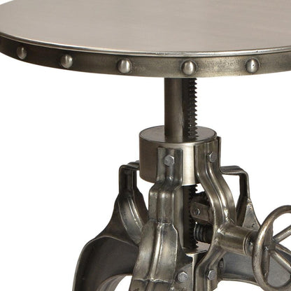 21" Silver Metal And Iron Round End Table - FurniFindUSA