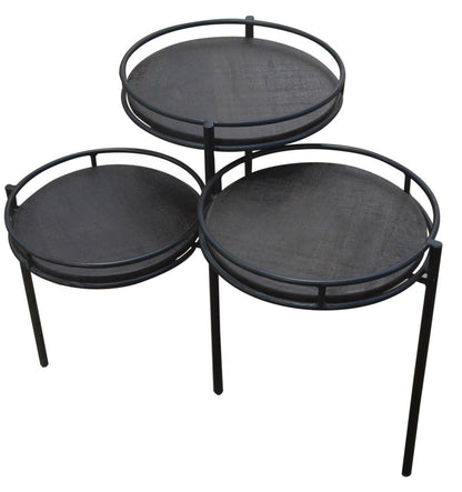 23" Black Solid Wood And Iron Round End Table HomeRoots