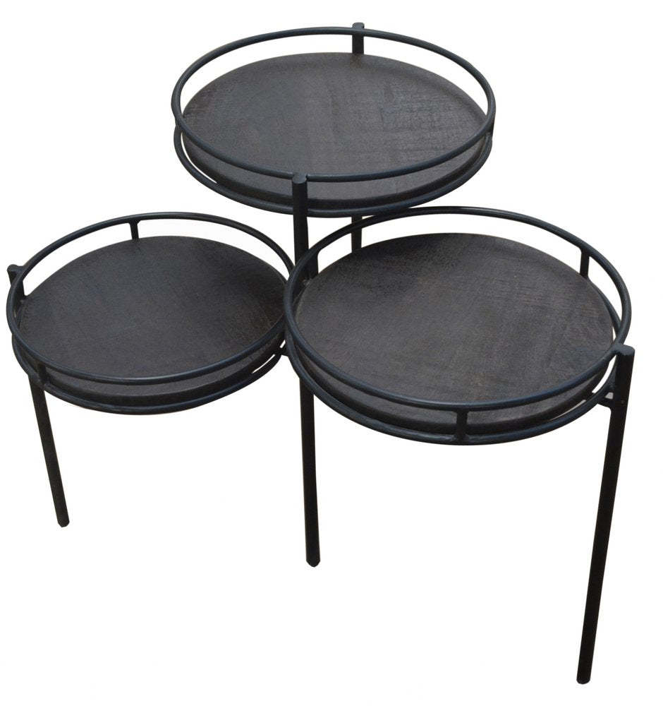 23" Black Solid Wood And Iron Round End Table HomeRoots