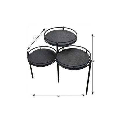 23" Black Solid Wood And Iron Round End Table HomeRoots