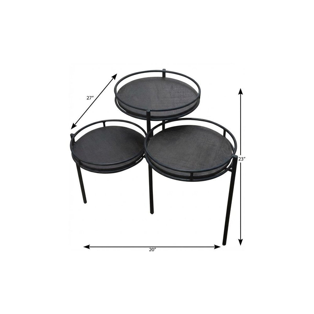 23" Black Solid Wood And Iron Round End Table HomeRoots