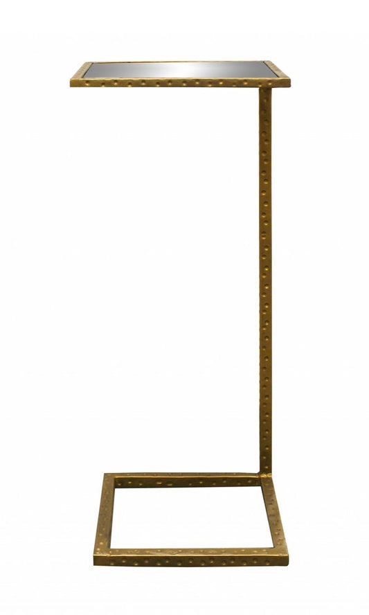 27" Brass And Silver Mirrored Square Mirrored End Table HomeRoots