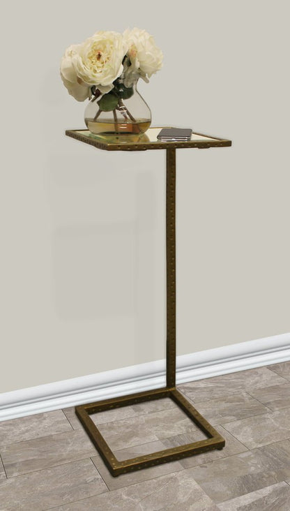 27" Brass And Silver Mirrored Square Mirrored End Table HomeRoots