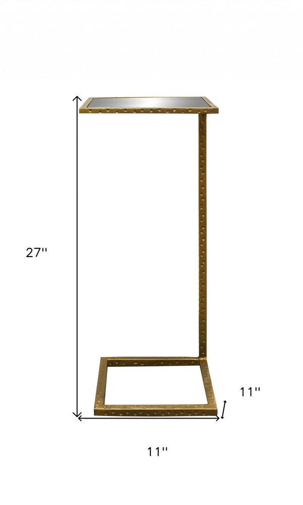 27" Brass And Silver Mirrored Square Mirrored End Table HomeRoots