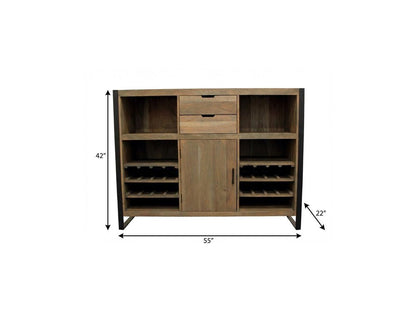 55" Gray and Black Solid Wood Sled Console Table With Storage With Storage HomeRoots