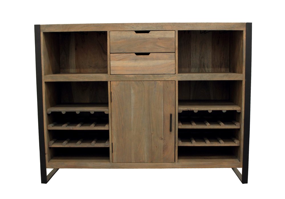 55" Gray and Black Solid Wood Sled Console Table With Storage With Storage HomeRoots