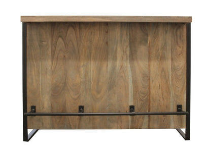 55" Gray and Black Solid Wood Sled Console Table With Storage With Storage HomeRoots