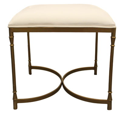 20" Ivory Canvas and Brass Ottoman