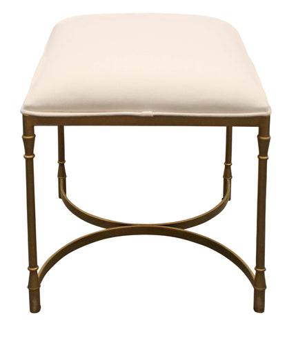 20" Ivory Canvas and Brass Ottoman