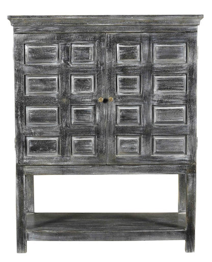 40" Distressed Wash Dark Gray Solid Wood Two Door Accent Cabinet HomeRoots