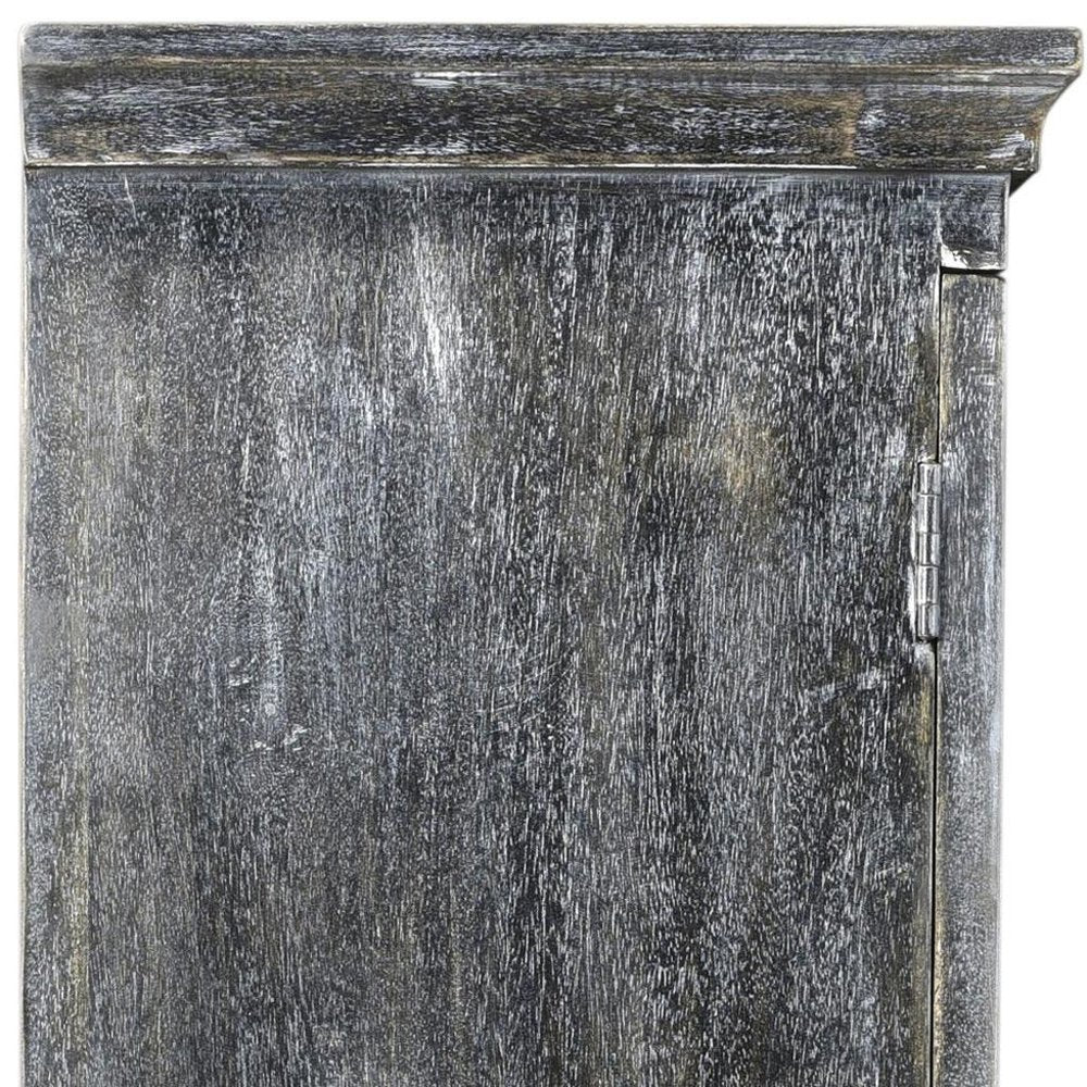 40" Distressed Wash Dark Gray Solid Wood Two Door Accent Cabinet HomeRoots