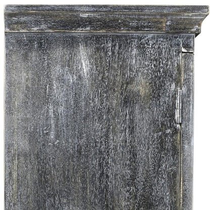 40" Distressed Wash Dark Gray Solid Wood Two Door Accent Cabinet HomeRoots