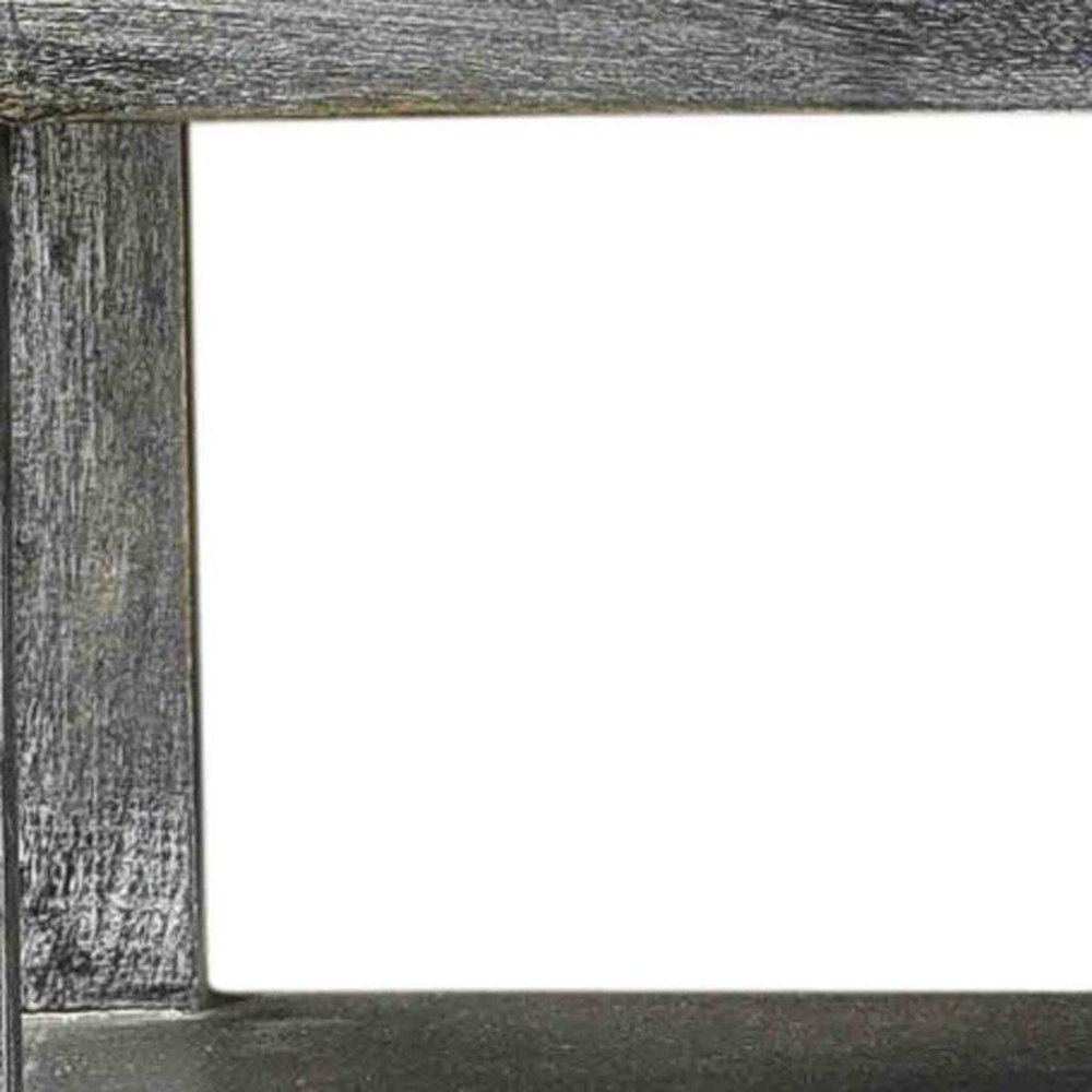 40" Distressed Wash Dark Gray Solid Wood Two Door Accent Cabinet HomeRoots