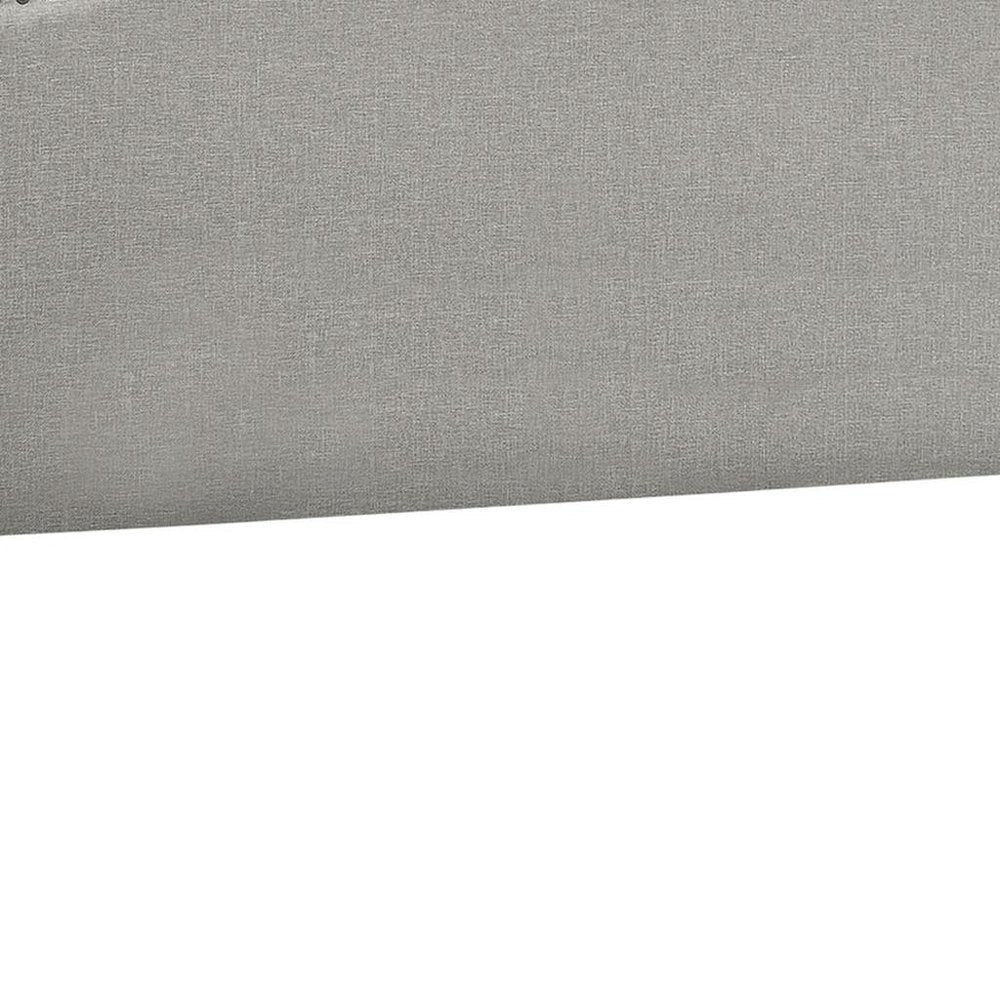 Gray Linen Blend Upholstered Arched Full Headboard With Nail Head Trim HomeRoots