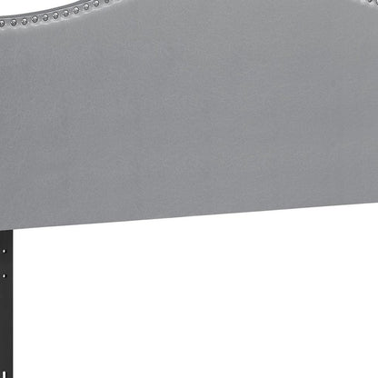 Gray Faux Leather Upholstered Arched Queen Headboard With Nail Head Trim HomeRoots