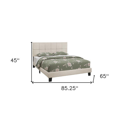 Beige Tufted Linen Queen Bed Frame HomeRoots