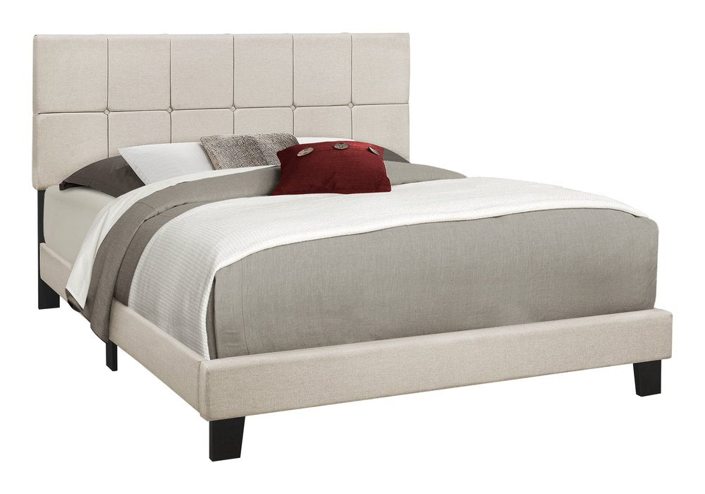 Beige Tufted Linen Queen Bed Frame HomeRoots