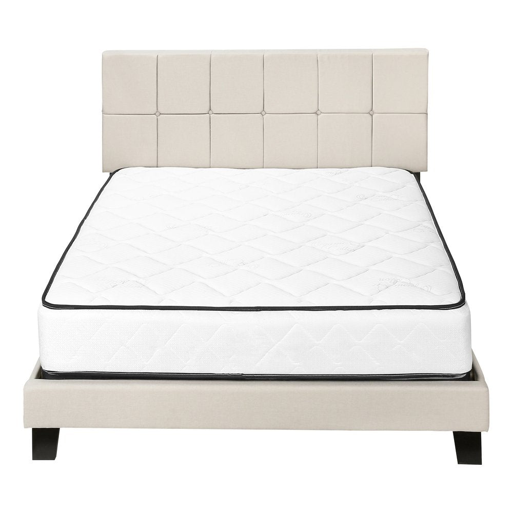 Beige Tufted Linen Queen Bed Frame HomeRoots