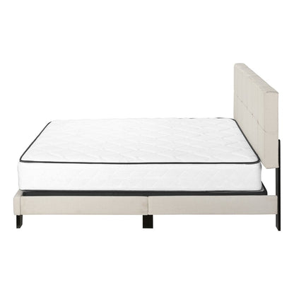Beige Tufted Linen Queen Bed Frame HomeRoots