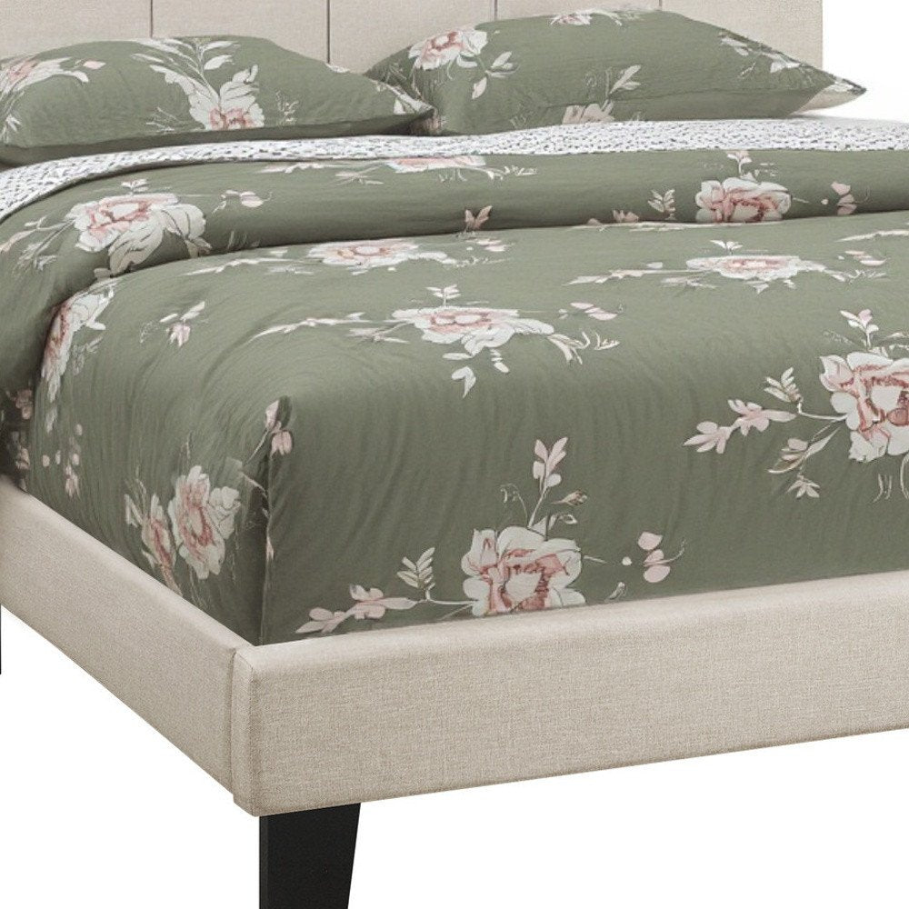 Beige Tufted Linen Queen Bed Frame HomeRoots