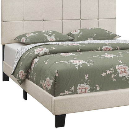 Beige Tufted Linen Queen Bed Frame HomeRoots
