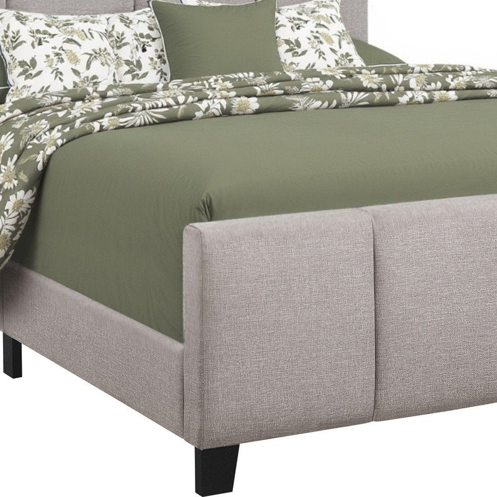 Gray and Black Tufted Linen Queen Bed Frame HomeRoots