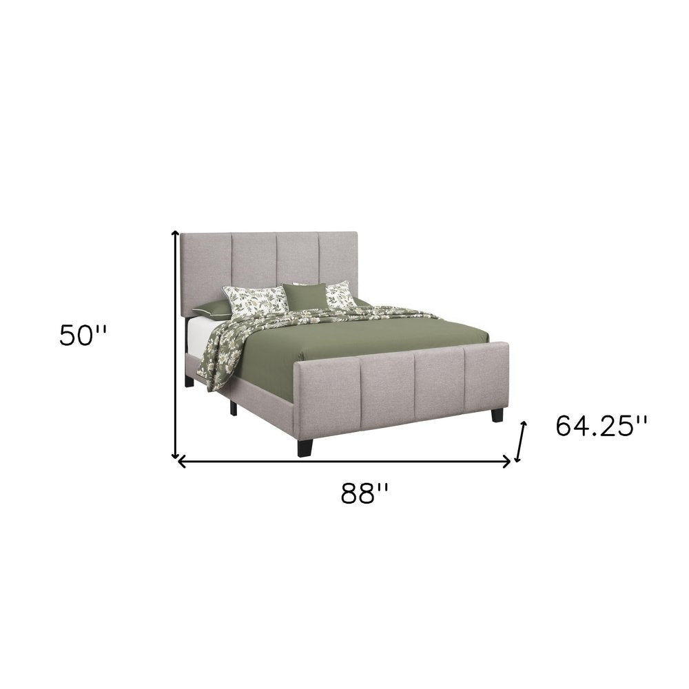 Gray and Black Tufted Linen Queen Bed Frame HomeRoots