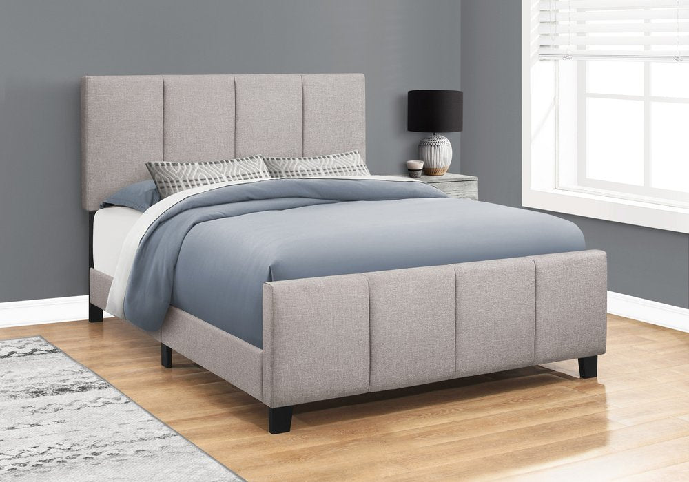 Gray and Black Tufted Linen Queen Bed Frame HomeRoots
