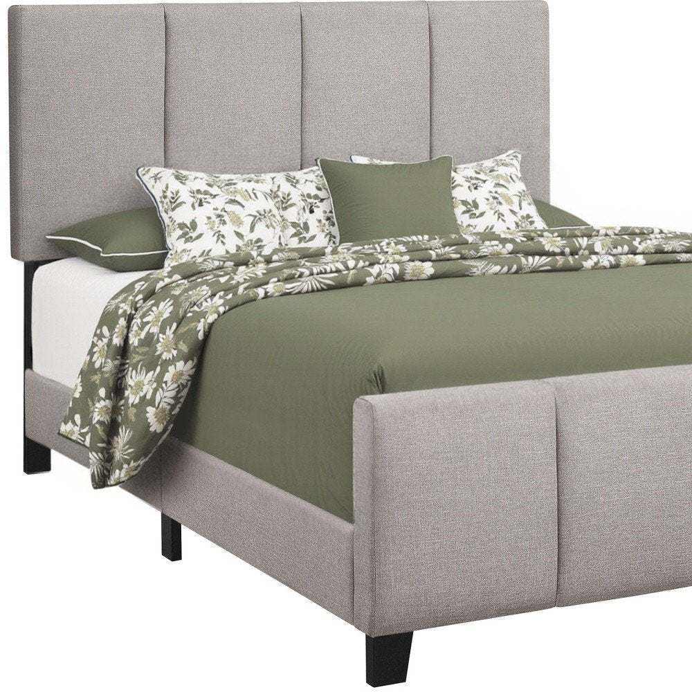 Gray and Black Tufted Linen Queen Bed Frame HomeRoots