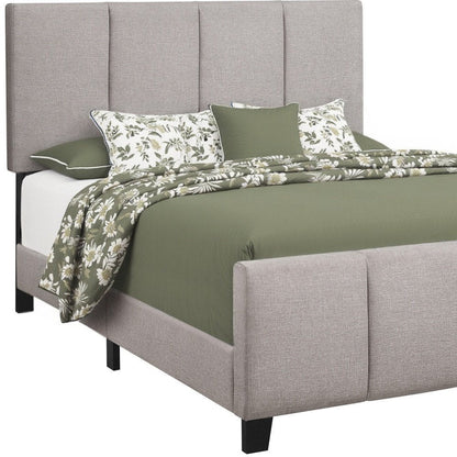Gray and Black Tufted Linen Queen Bed Frame HomeRoots