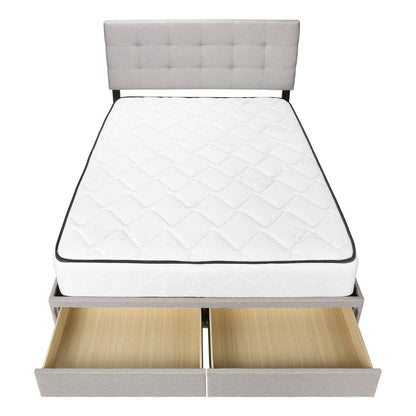 Gray Tufted Linen Upholstered Queen Bed Frame With Drawers