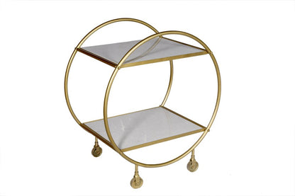 Gray and Gold Iron And Marble Rolling Bar Cart HomeRoots