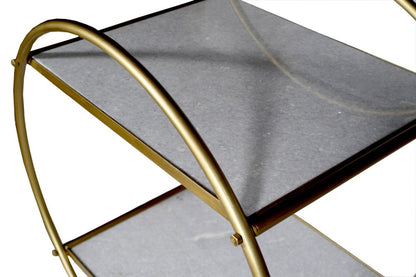 Gray and Gold Iron And Marble Rolling Bar Cart HomeRoots