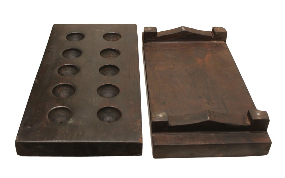 2" Brown Wood Geometric Tabletop Dish Candle Holder — view 1