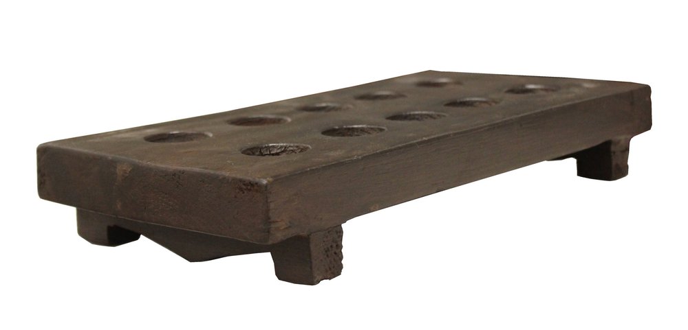 2" Brown Wood Geometric Tabletop Dish Candle Holder — view 2