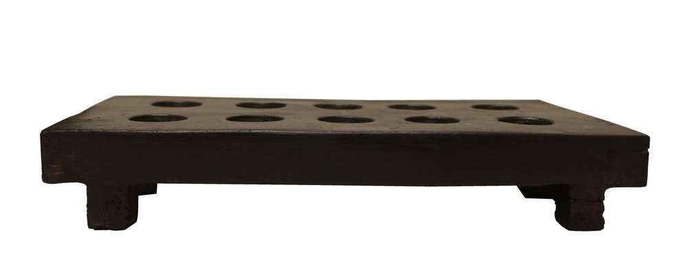 2" Brown Wood Geometric Tabletop Dish Candle Holder — view 3