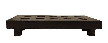 2" Brown Wood Geometric Tabletop Dish Candle Holder HomeRoots