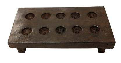 2" Brown Wood Geometric Tabletop Dish Candle Holder HomeRoots