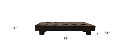 2" Brown Wood Geometric Tabletop Dish Candle Holder HomeRoots