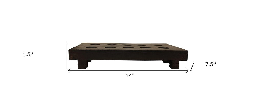 2" Brown Wood Geometric Tabletop Dish Candle Holder — view 6