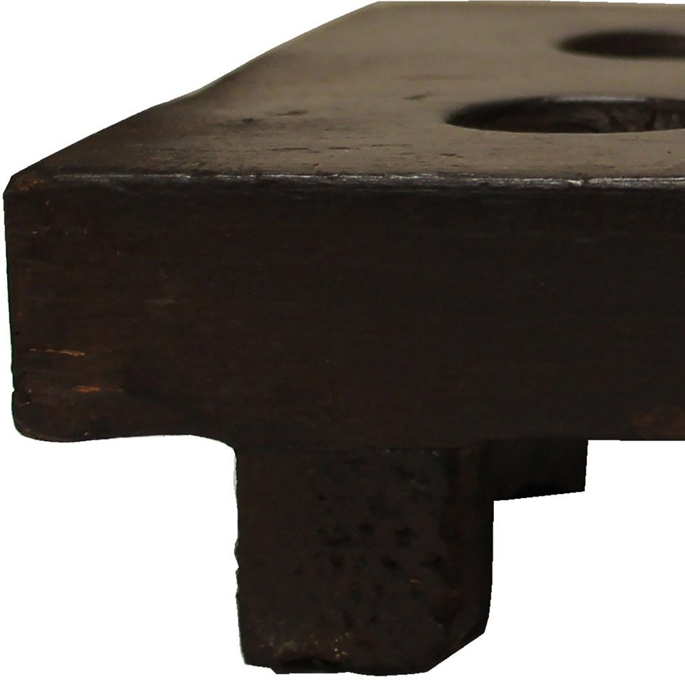 2" Brown Wood Geometric Tabletop Dish Candle Holder — view 5
